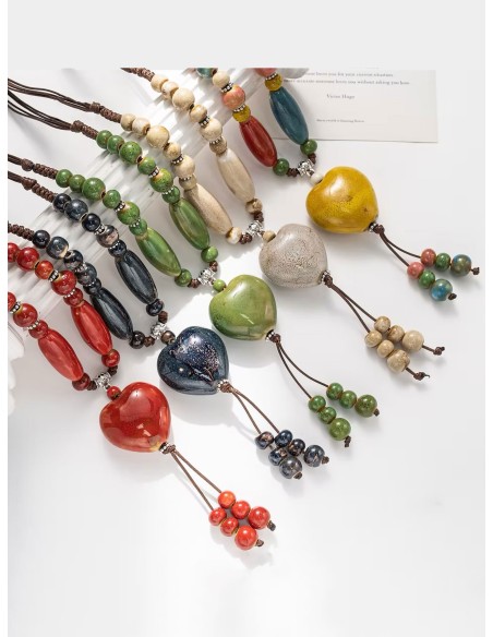 Collar largo cuentas mixtas en cordón