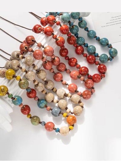 Collar largo cuentas en cordón