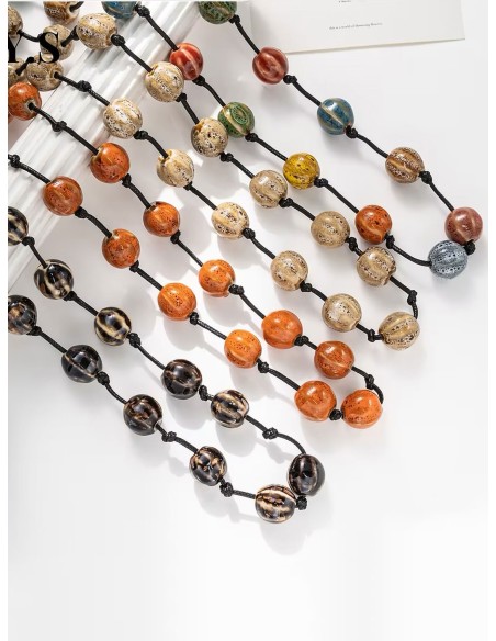 Collar largo cuentas en cordón