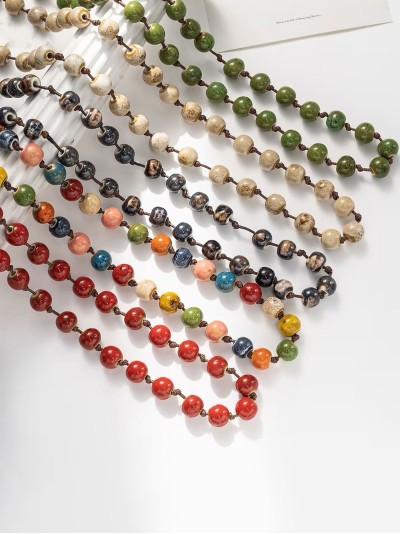 Collar largo cuentas en cordón