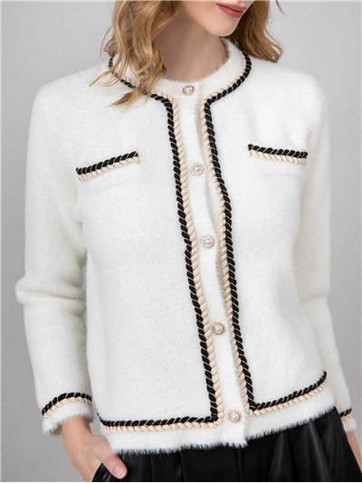 Chaqueta pelo botones perlas