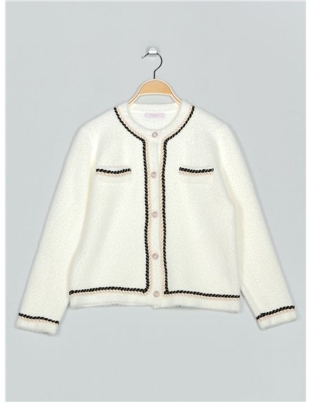 Chaqueta pelo botones perlas