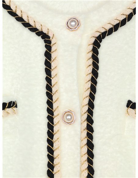 Chaqueta pelo botones perlas