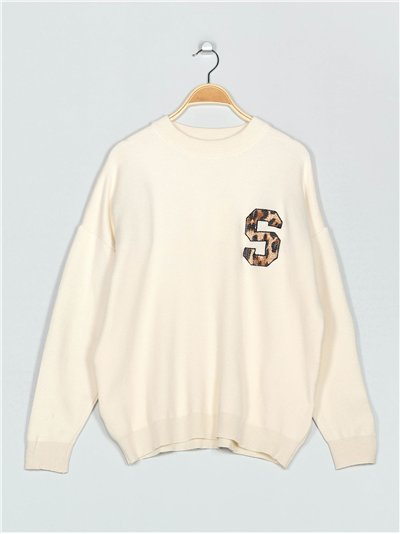 Jersey amplio texto lentejuelas