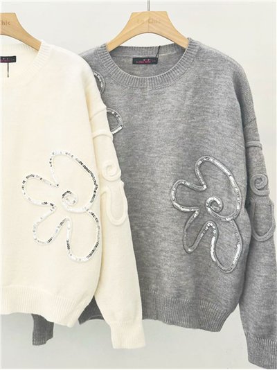 Jersey flores lentejuelas