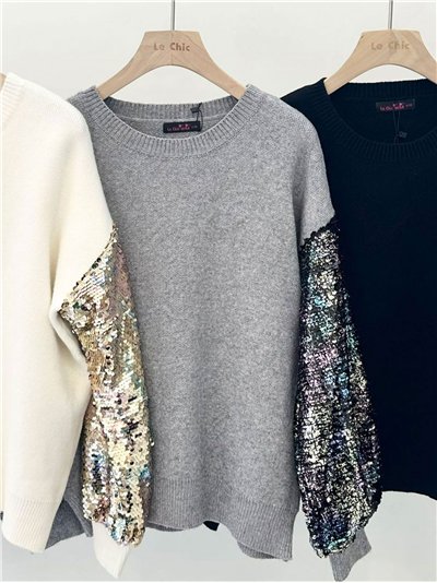 Jersey soft manga lentejuelas