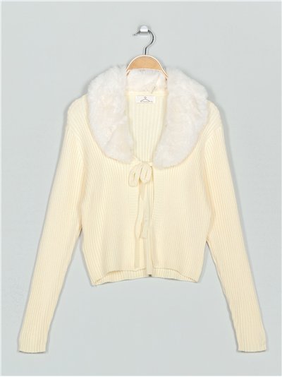 Cárdigan canalé cuello pelo