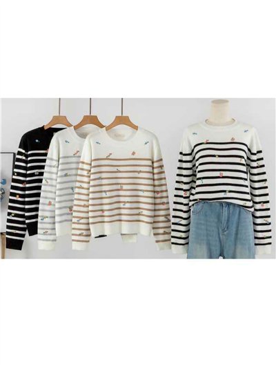 Jersey rayas flores bordadas 2