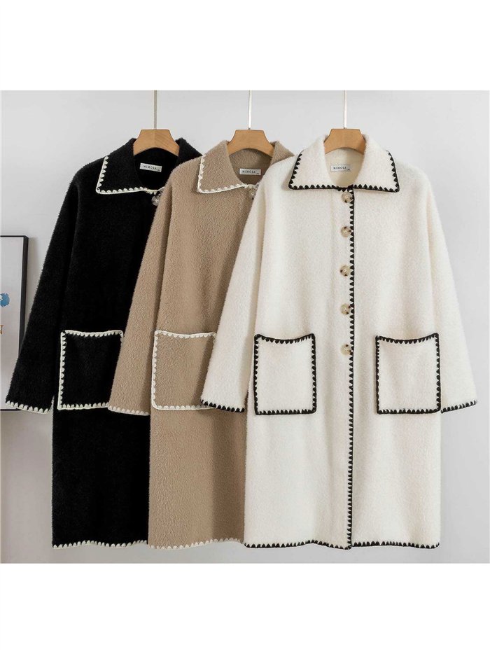 Cárdigan largo contraste pelo