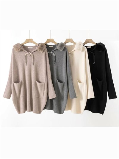 Poncho maxi capucha pelo 2