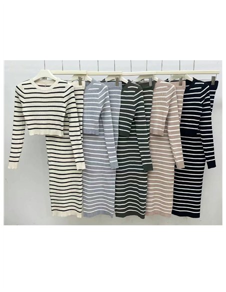 Conjunto Jersey rayas + Falda larga