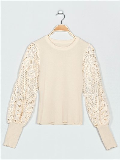 Sweater with guipure
