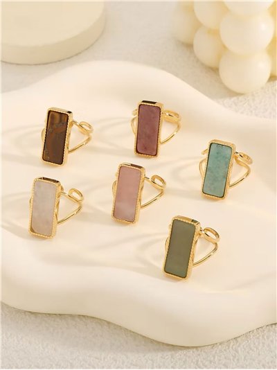 Anillo rectangular efecto piedra