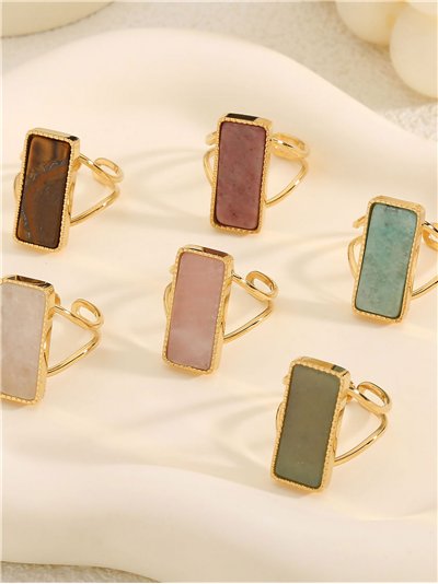 Anillo rectangular efecto piedra 2