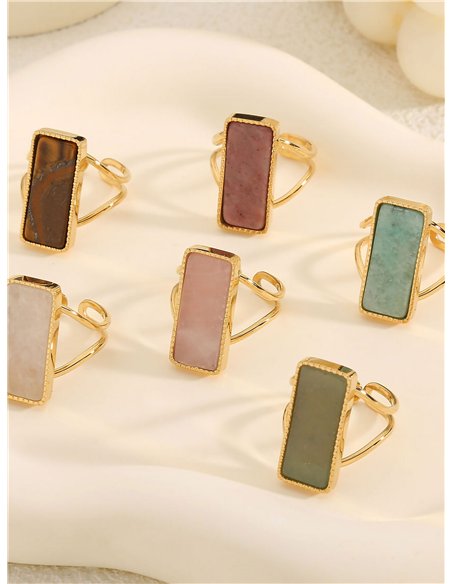 Anillo rectangular efecto piedra
