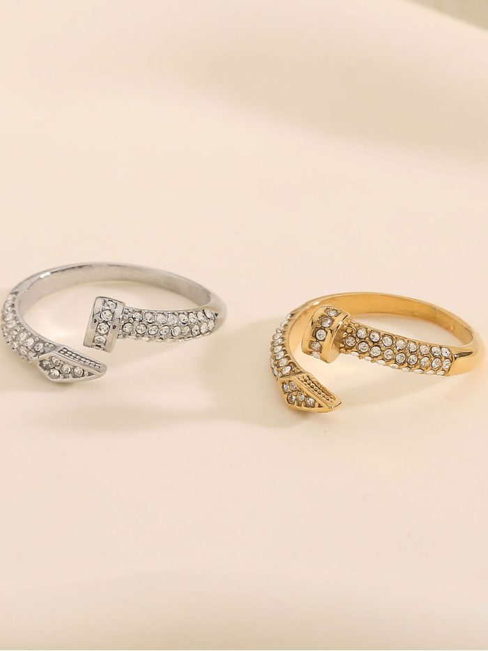 Nagelring mit Zirkonia - Edelstahl