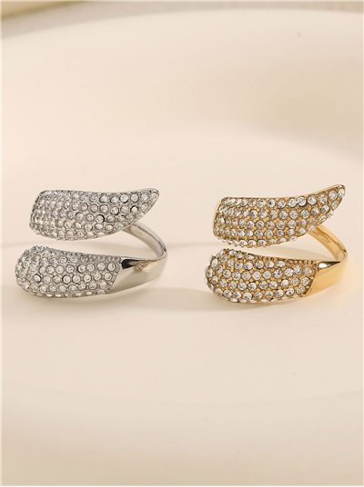 Anillo abierto con circonitas - Acero inoxidable 2