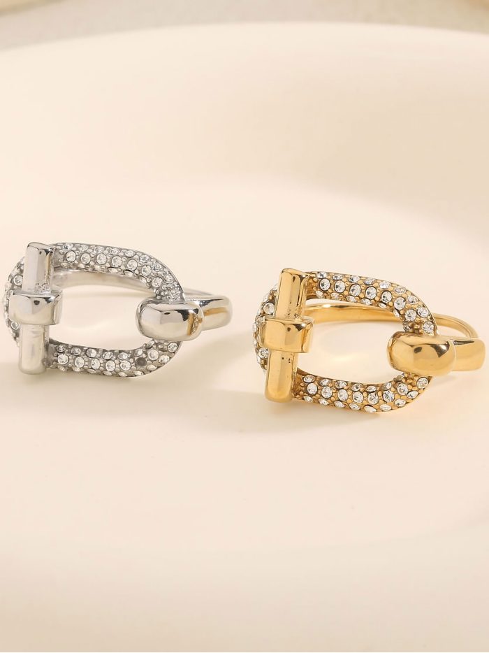 Ring Schnalle mit Zirkonia - Edelstahl