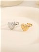 Anillo corazón en relieve - Acero inoxidable