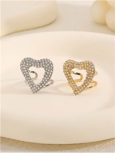 Anillo corazón con circonitas - Acero inoxidable