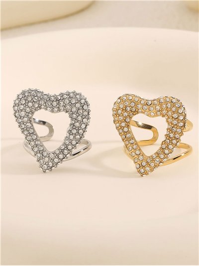 Anillo corazón con circonitas - Acero inoxidable 2