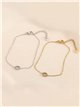 Pulsera charm ovalado con circonitas - Acero inoxidable
