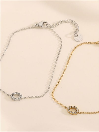 Pulsera charm ovalado con circonitas - Acero inoxidable 2