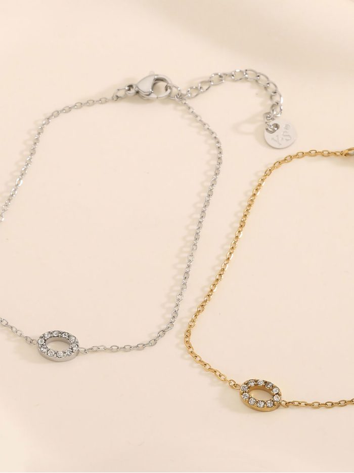 Pulsera charm ovalado con circonitas - Acero inoxidable