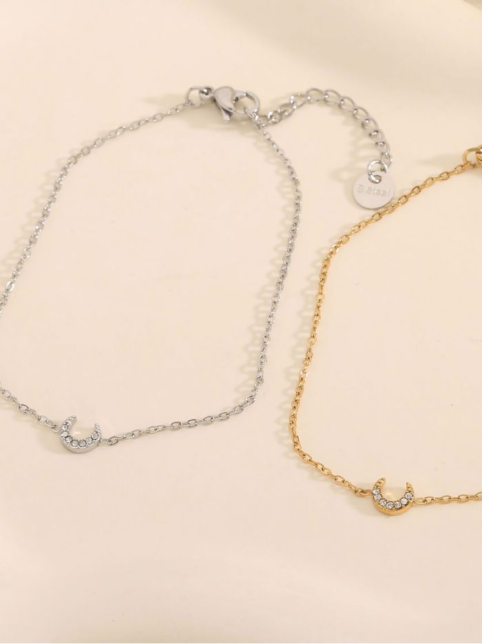 Pulsera luna con circonitas - Acero inoxidable