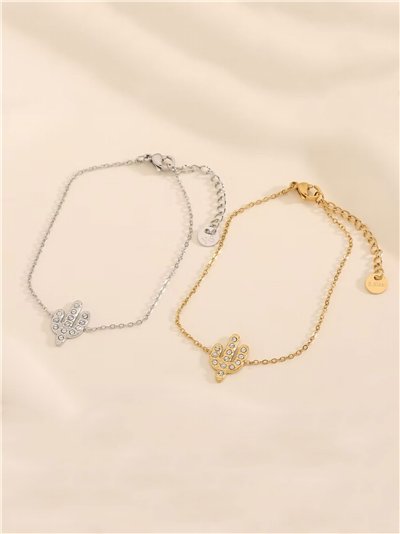 Pulsera cactus con circonitas - Acero inoxidable