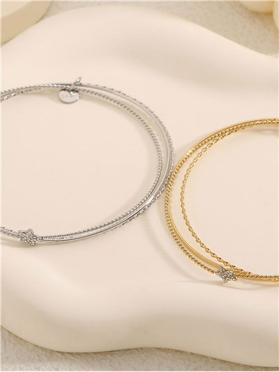 Pulsera triple aros charm estrella con circonitas - Acero inoxidable 2