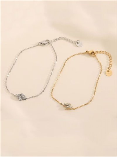 Pulsera cadena charm con circonitas - Acero inoxidable