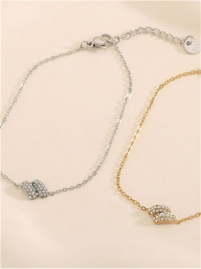 Pulsera cadena charm con circonitas - Acero inoxidable 2