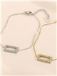 Pulsera cadena charm rectangular con circonitas - Acero inoxidable