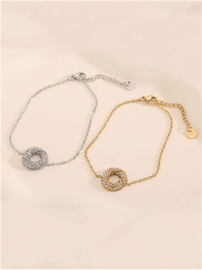 Pulsera círculo con circonitas - Acero inoxidable