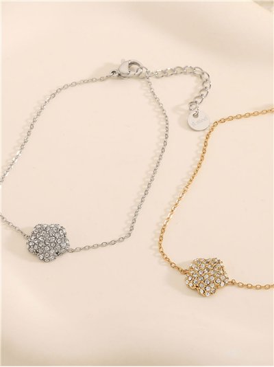 Pulsera flor con circonitas - Acero inoxidable 2