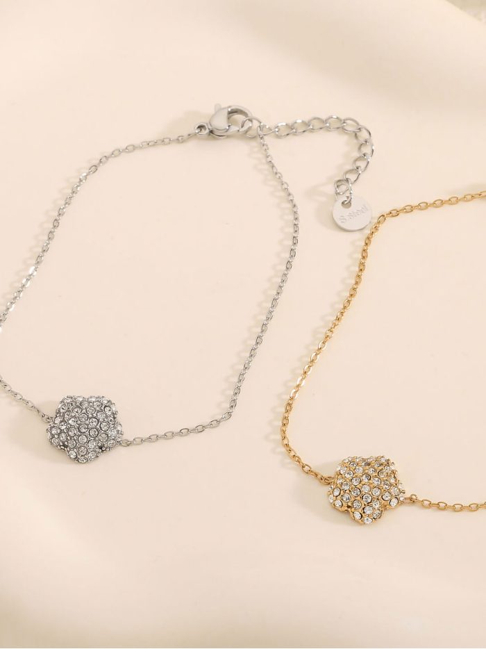 Pulsera flor con circonitas - Acero inoxidable