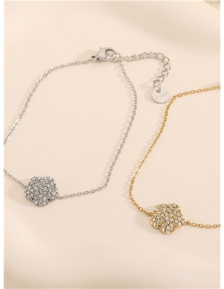 Pulsera flor con circonitas - Acero inoxidable