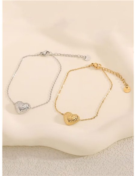 Pulsera corazón en relieve - Acero inoxidable