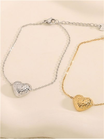 Pulsera corazón en relieve - Acero inoxidable 2