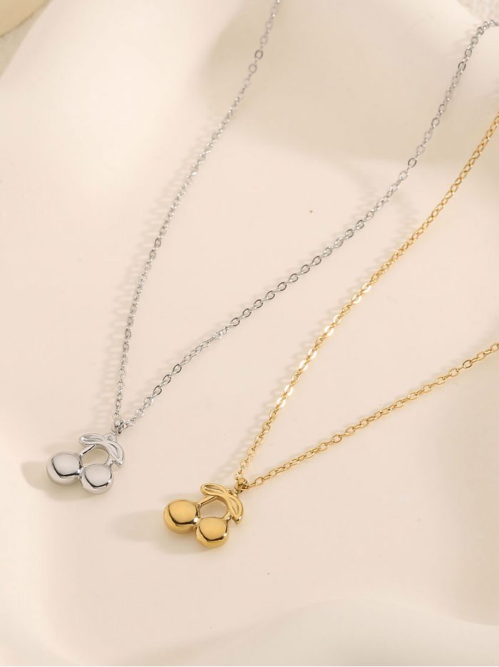 Colar pendente cerejas - Aço inoxidável.