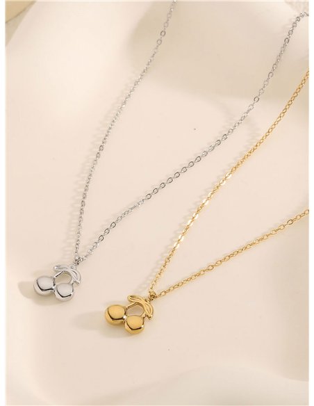 Collar colgante cerezas - Acero inoxidable