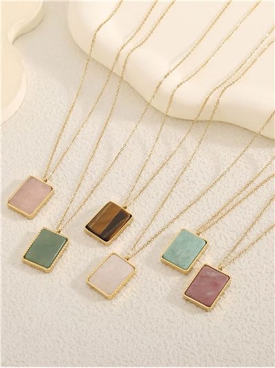 Collar colgante rectángular efecto piedra