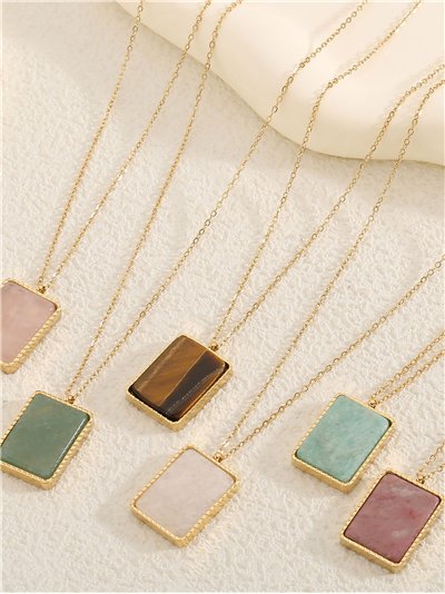 Collar colgante rectángular efecto piedra 2