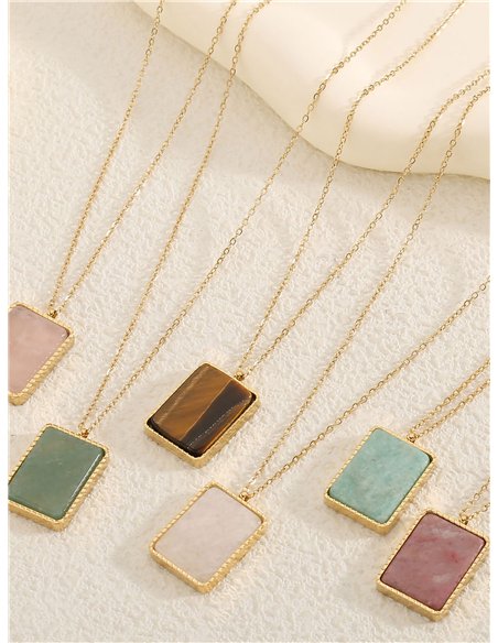 Collar colgante rectángular efecto piedra