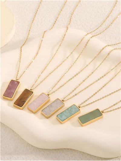 Collar colgante rectángular efecto piedra