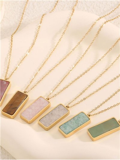 Collar colgante rectángular efecto piedra 2