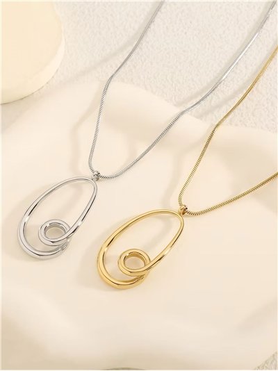 Collar colgante óvalos entrelazados - Acero inoxidable
