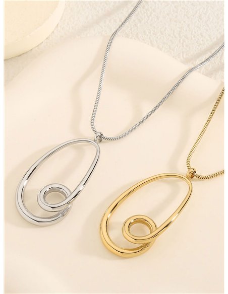 Collar colgante óvalos entrelazados - Acero inoxidable