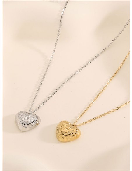 Collar corazón en relieve - Acero inoxidable